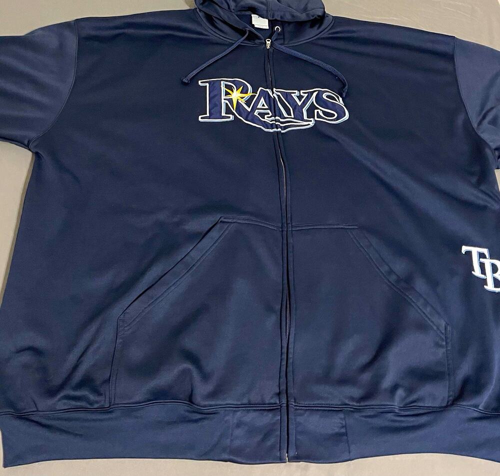 Tampa Bay Rays Men’s 6XL Navy Full Zip Hoodie Jacket MLB Genuine Merchandise